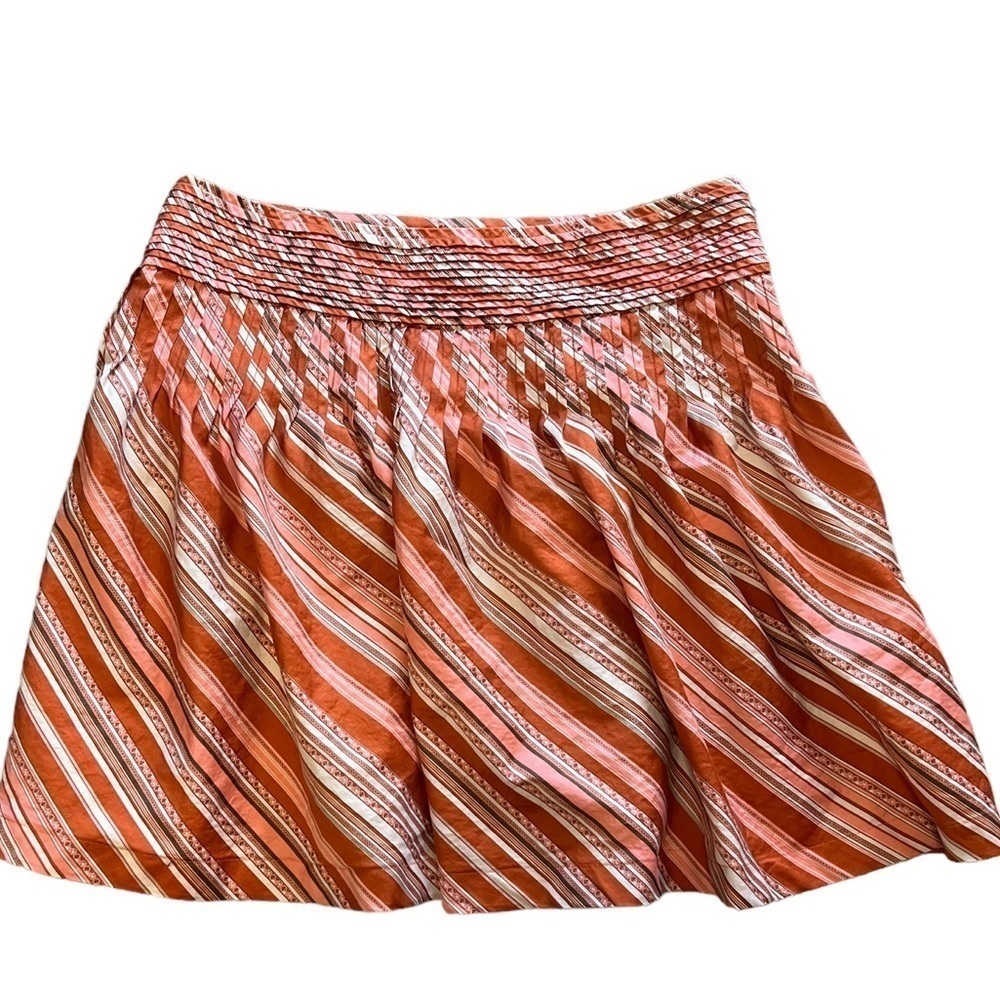 Talbots 100% cotton side zip striped mini skirt